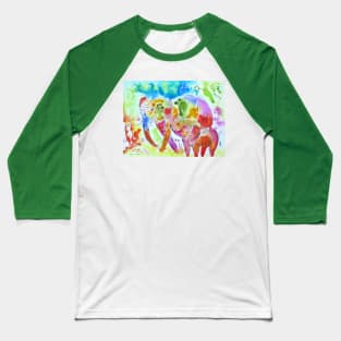 Colourful Mother and Baby Elephant Baseball T-Shirt